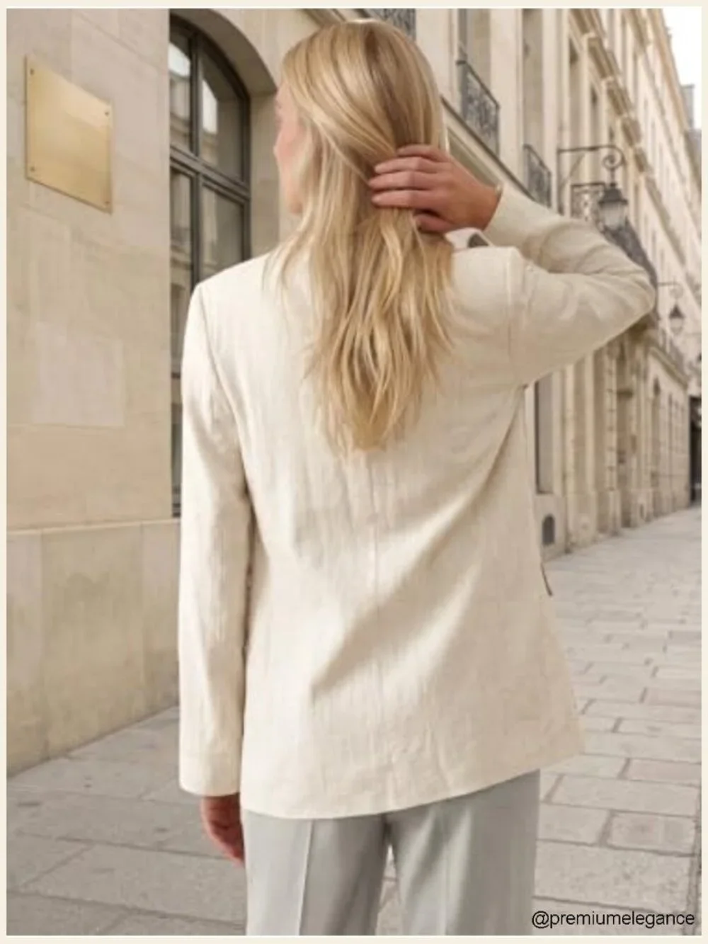 Linen-Blend Open-Front Blazer Long Sleeve Notch Collar Lightweight Full-Lined